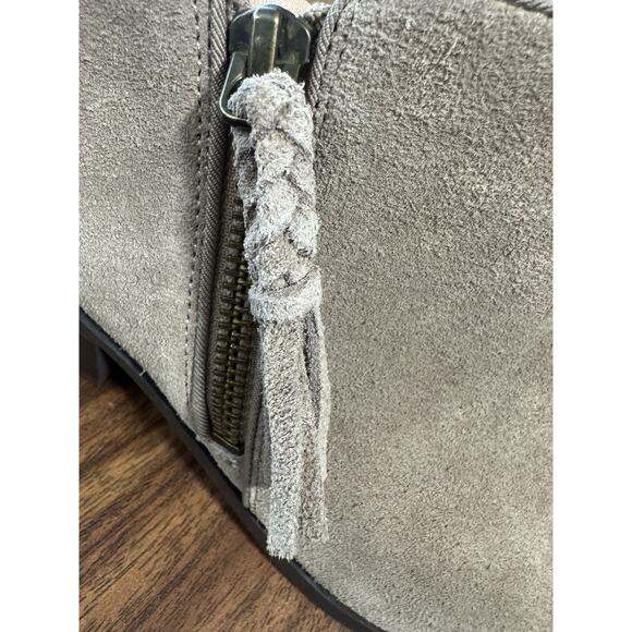 Vionic Shyanne Booties Women's 7 Greige Suede Leather Orthotic Boho Festival Zip - Picture 11 of 11